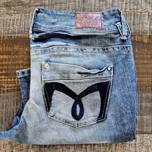 Paris Blues Slight Bootcut Jeans Sz 15 Used Good Condition Whiskered Distressed